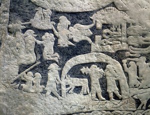 Detalle de la leyenda de Valhalla, de la Isla de Gotland